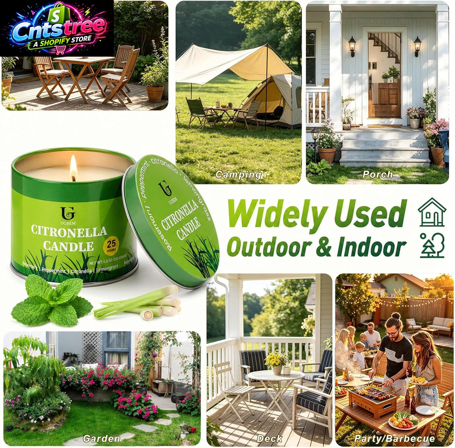 Citronella Candles Outdoor for Camping Patio, Essential Oil Candles for Yard and Outside, Natural Non-Toxic Soy Wax Candle for Backyard Travel Indoor Home Decor, Burns 26 Hours, 5.3Oz, 2 Pack