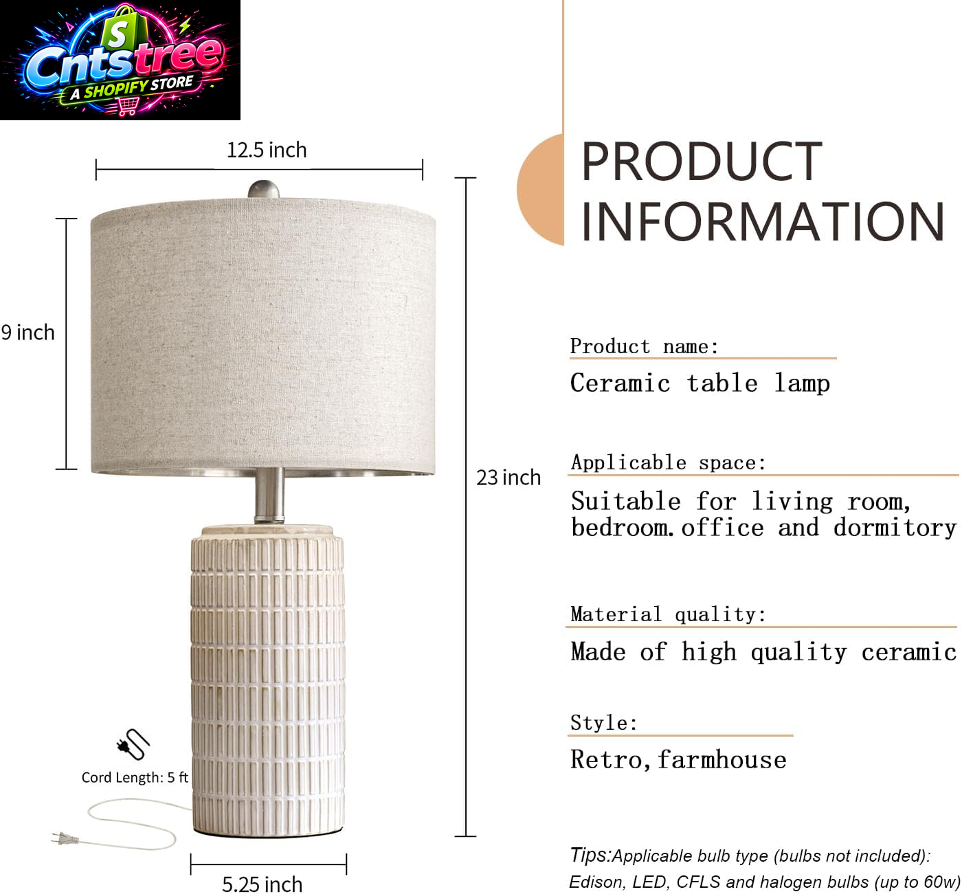 Pokat 23" Modern Ceramic Table Lamp Set of 2 for Living Room White Desk Lamps for Bedroom Farmhouse Bedside Nightstand Lamp House Warming Gifts New Home Decor End Table Lamps Gifts for Women Mom Beige