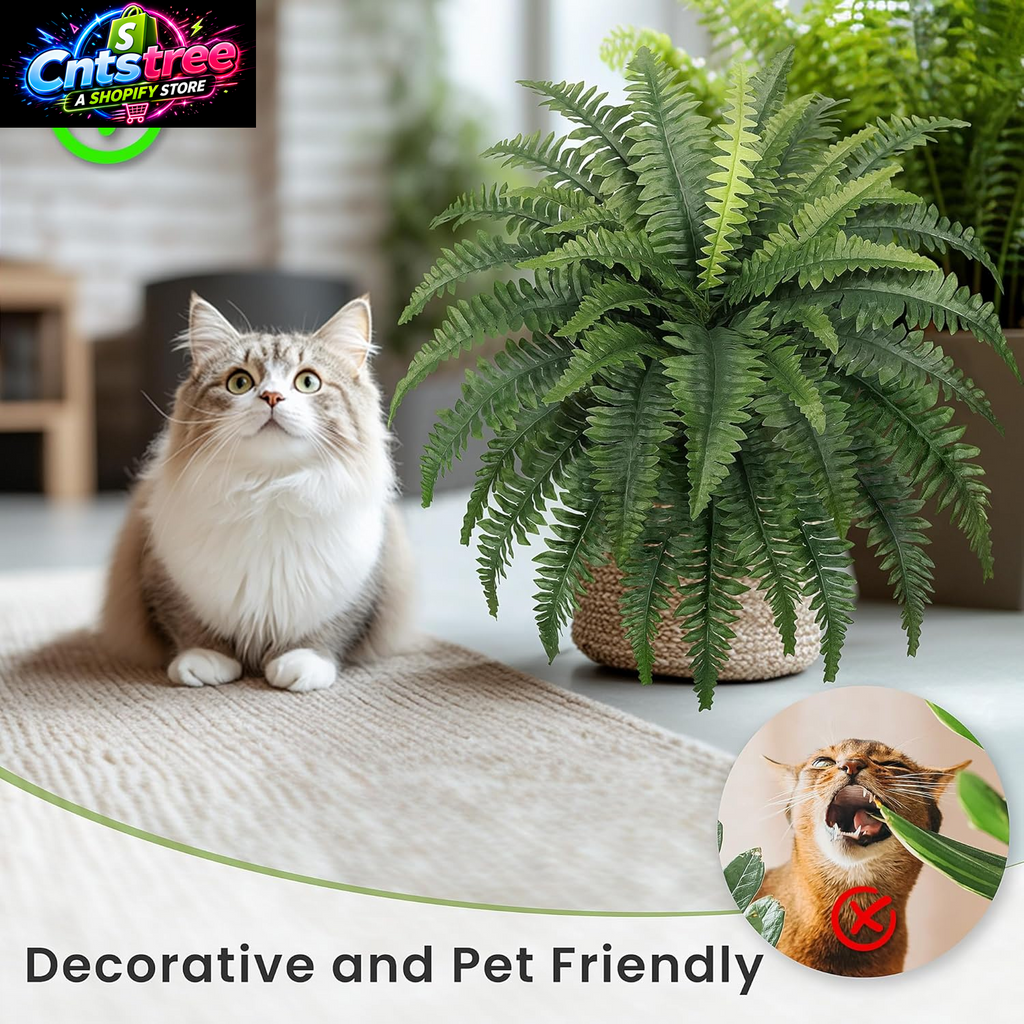 FOREST PRINCE 35" Fake Ferns Artificial Bush Plants for Outdoors, 2-Pack | Uv-Resistant, Large Artificial Boston Ferns, 39 Fronds Each, Zero Maintenance, Pet Friendly, Outdoors Home Décor