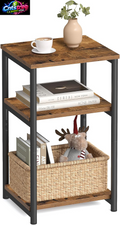 VASAGLE BARNET Collection - Side Table, Small End Table for Living Room, Modern Tall Nightstand, Bedroom, Office, Bathroom, Steel Frame, Rustic Brown and Ink Black ULET273B01