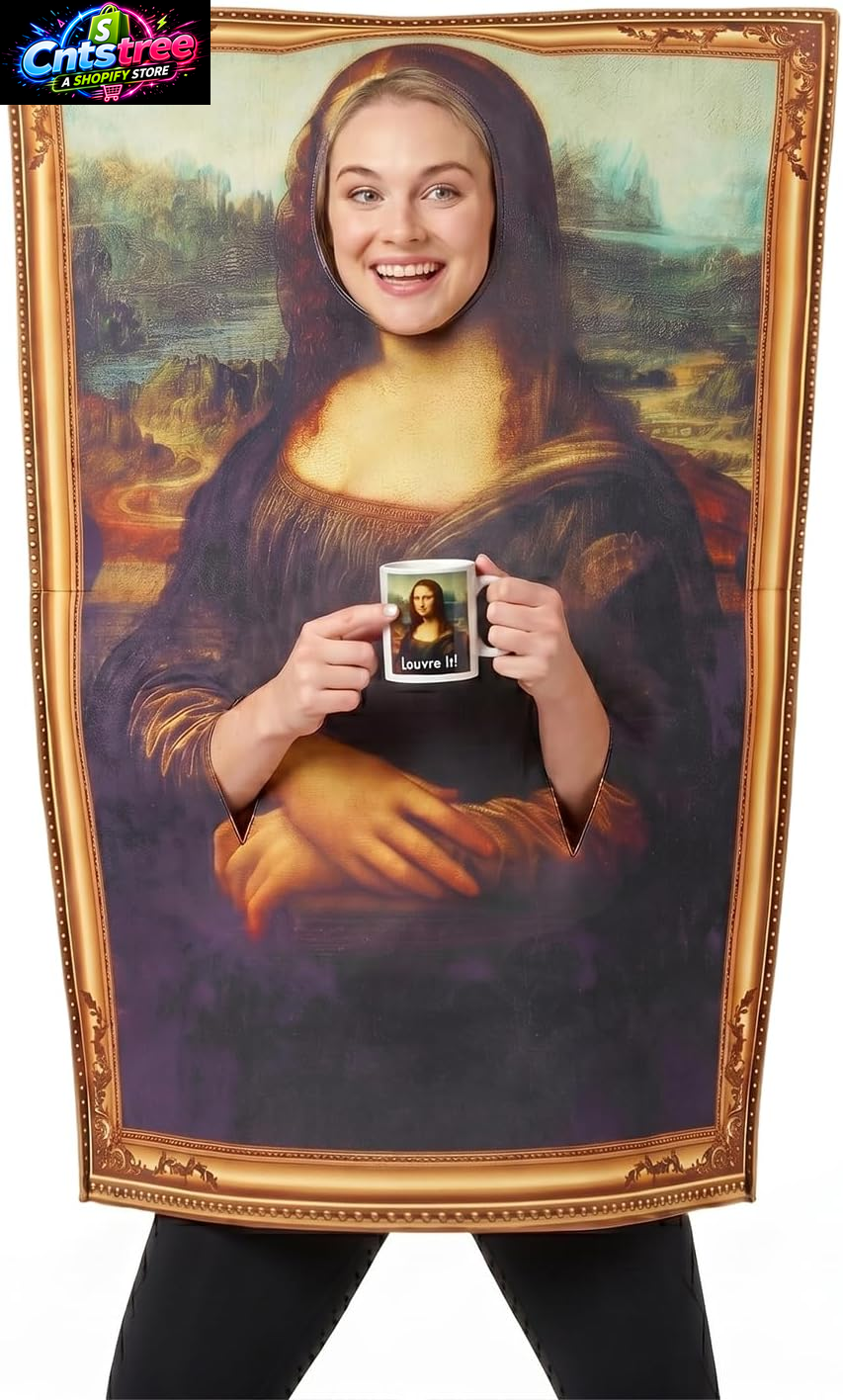 Famous Paintings Mona Lisa Costume Halloween Adult Men Women Funny Cerative Dress up One Size