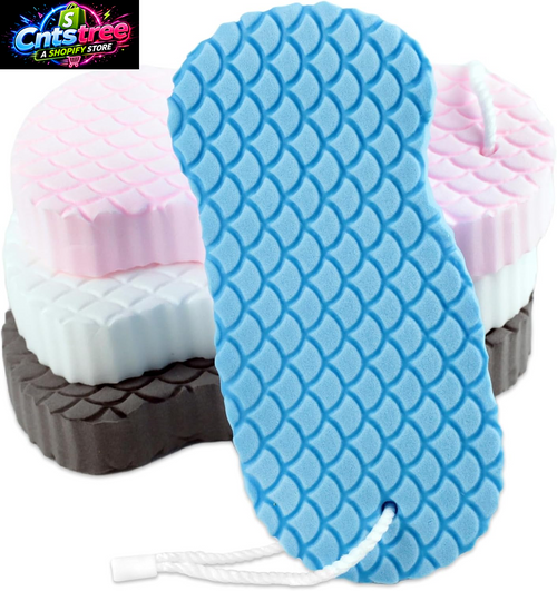 4-Pack Exfoliating Bath Sponges – Super Soft Shower Sponge Set for Adults & Kids, Gentle Dead Skin Remover, Assorted Colors (Pink, Blue, White, Gray)