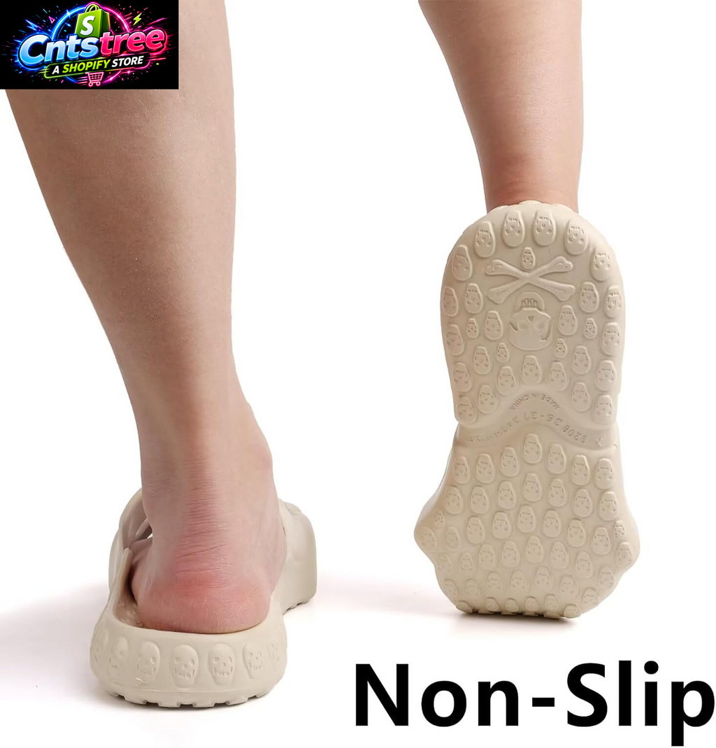 Skull Slides Sandals for Men Women,Non Slip Sport Cloud Cloudies Slides Slippers,Open Toe Slip on Comfy Beach Halloween Skull Slides Shower House Home Indoor Outdoor Thick Soft Shoes