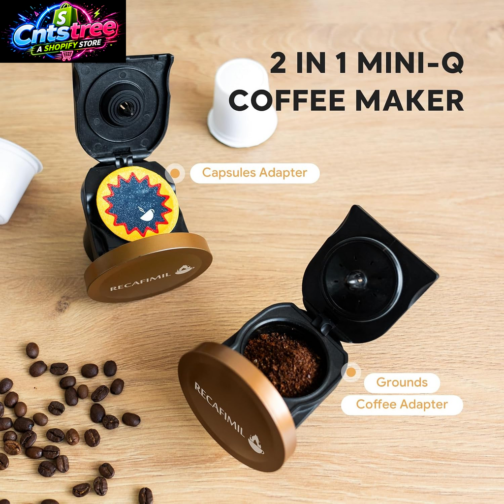Single Serve Coffee Maker for K Cup Pod and Coffee Grounds /Tea, Fast Brew in 2 Minutes, 2 in 1 One Button Coffee Machine 4-8 Oz Brew Sizes, Stylish＆Compact for Home, Office, RV and Dorm, Black