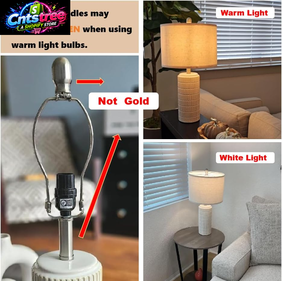 Pokat 23" Modern Ceramic Table Lamp Set of 2 for Living Room White Desk Lamps for Bedroom Farmhouse Bedside Nightstand Lamp House Warming Gifts New Home Decor End Table Lamps Gifts for Women Mom Beige