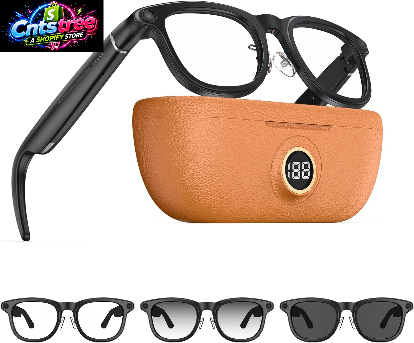2026 AI Smart Glasses 4K Caméra HD 1200P Lunettes Avec Enregistrement Vidéo, Traduction Simultanée/Identification D'Objet GPT, Lentilles Photochromiques, Avec Étui De Charge 3600 Mah