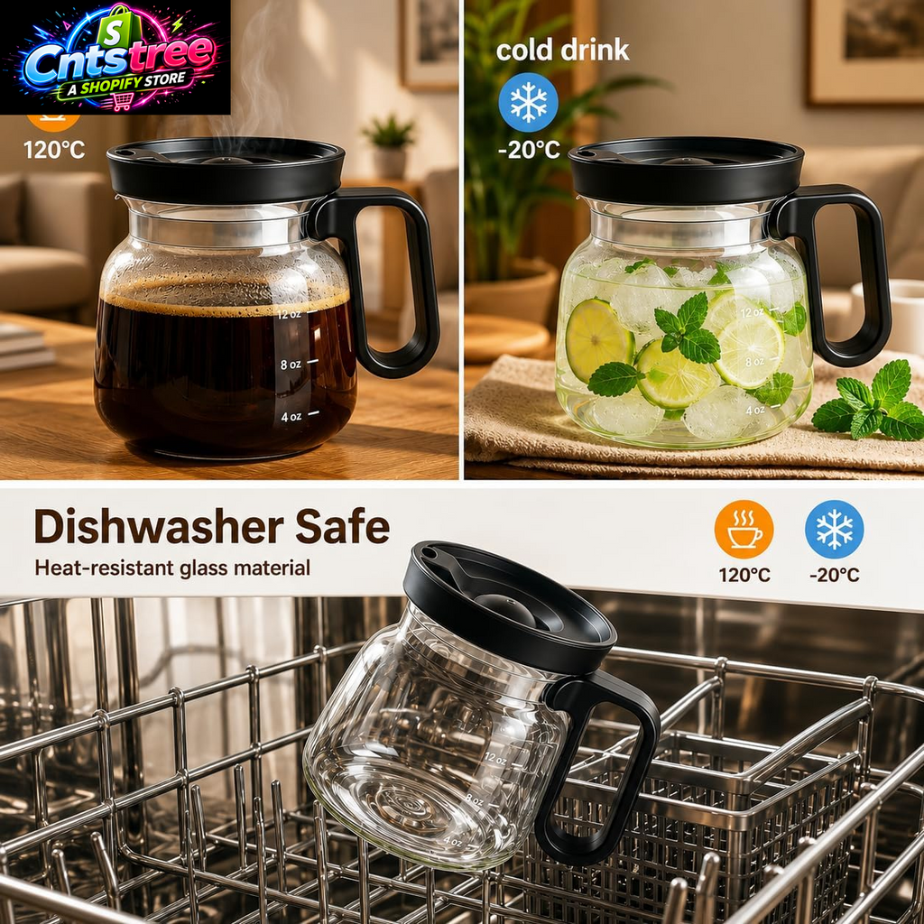 Shelprojsu 16Oz Coffee Pot Mug,Glass Coffee Cups Mini Coffee Pot Coffee Mug,With Leak-Proof Lid Large Capacity, for Ldeal Gift Coffee Lovers(1Pc)