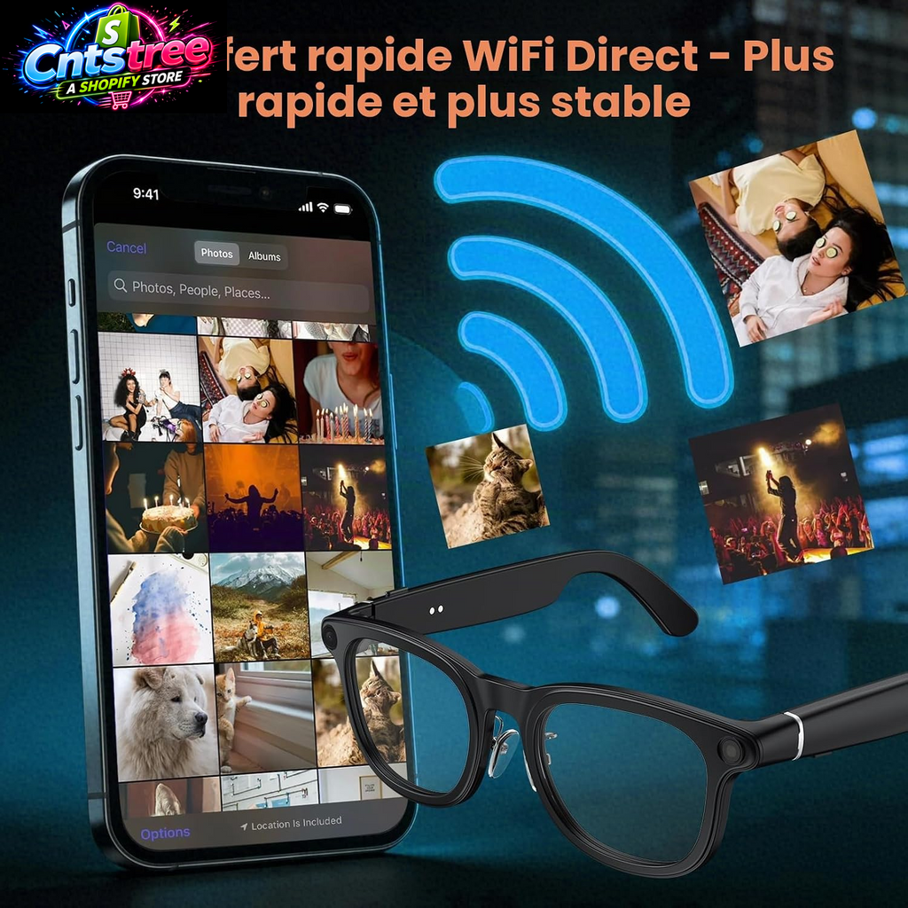 2026 AI Smart Glasses 4K Caméra HD 1200P Lunettes Avec Enregistrement Vidéo, Traduction Simultanée/Identification D'Objet GPT, Lentilles Photochromiques, Avec Étui De Charge 3600 Mah