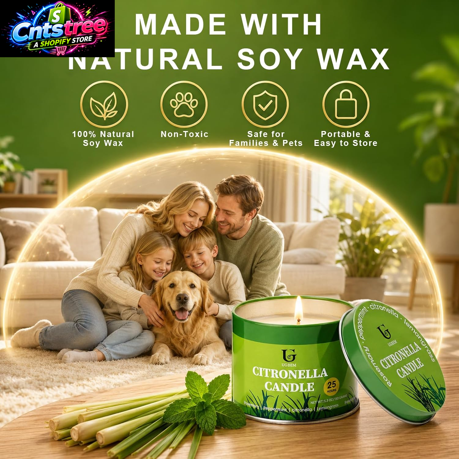 Citronella Candles Outdoor for Camping Patio, Essential Oil Candles for Yard and Outside, Natural Non-Toxic Soy Wax Candle for Backyard Travel Indoor Home Decor, Burns 26 Hours, 5.3Oz, 2 Pack