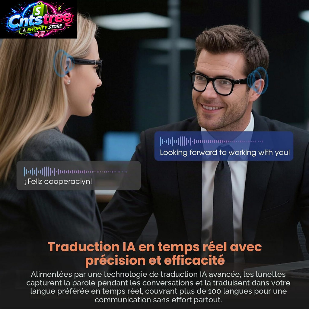 2026 AI Smart Glasses 4K Caméra HD 1200P Lunettes Avec Enregistrement Vidéo, Traduction Simultanée/Identification D'Objet GPT, Lentilles Photochromiques, Avec Étui De Charge 3600 Mah