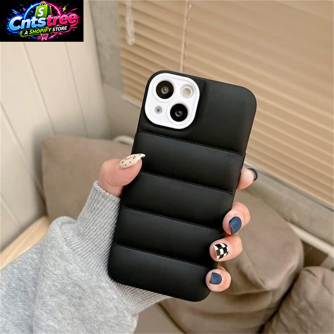 Case for Iphone 15 Pro Max,Luxury down Jacket Design Soft Unzip Sofa Silicone Puffer Touch Cloth Full Portection Shockproof Girls Women Phone Case for Iphone 15 Pro Max,6.7 Inch 2023 (Black)