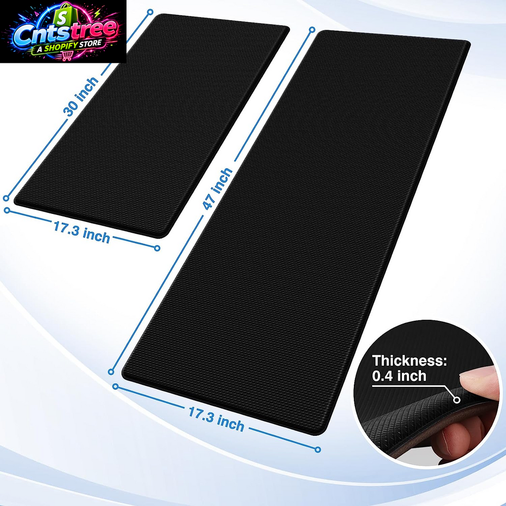 Steprite Kitchen Mats, 2PCS Kitchen Rugs, Cushioned anti Fatigue Kitchen Mats for Floor, Non-Slip Standing Desk Mat, Waterproof Kitchen Rug Set for Kitchen, Floor, Office, 17.3"X30"+17.3"X47", Black