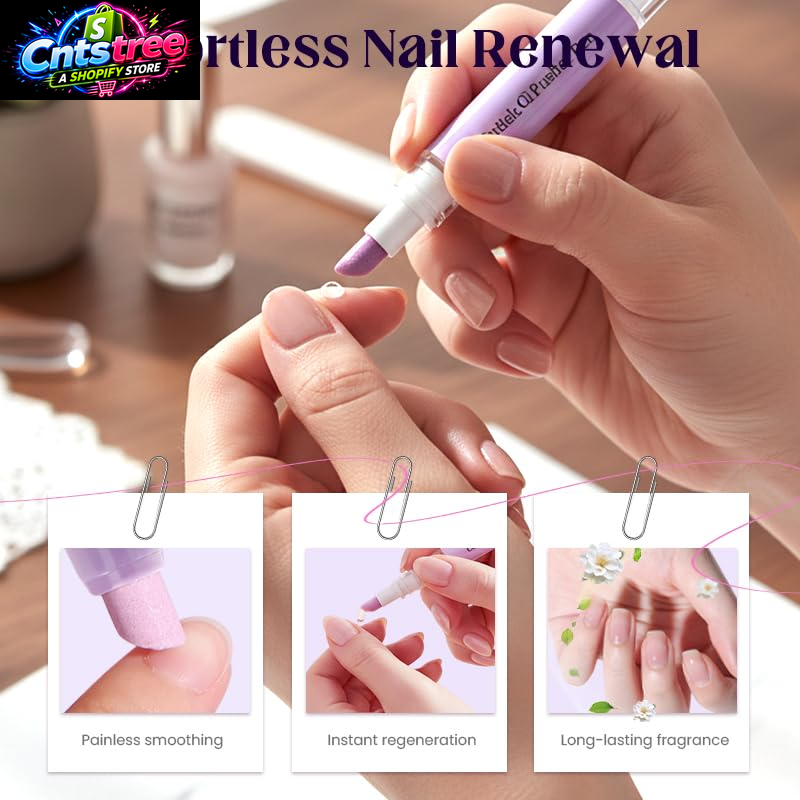 2-In-1 Cuticle Pusher & Oil Pen, 2026 New Cuticle Oil Pusher Pen, Portable Nail Care Pen Instant Cuticle Remover Tools for Dry Nails Hangnails Moisturizes Brightens (1 PCS)