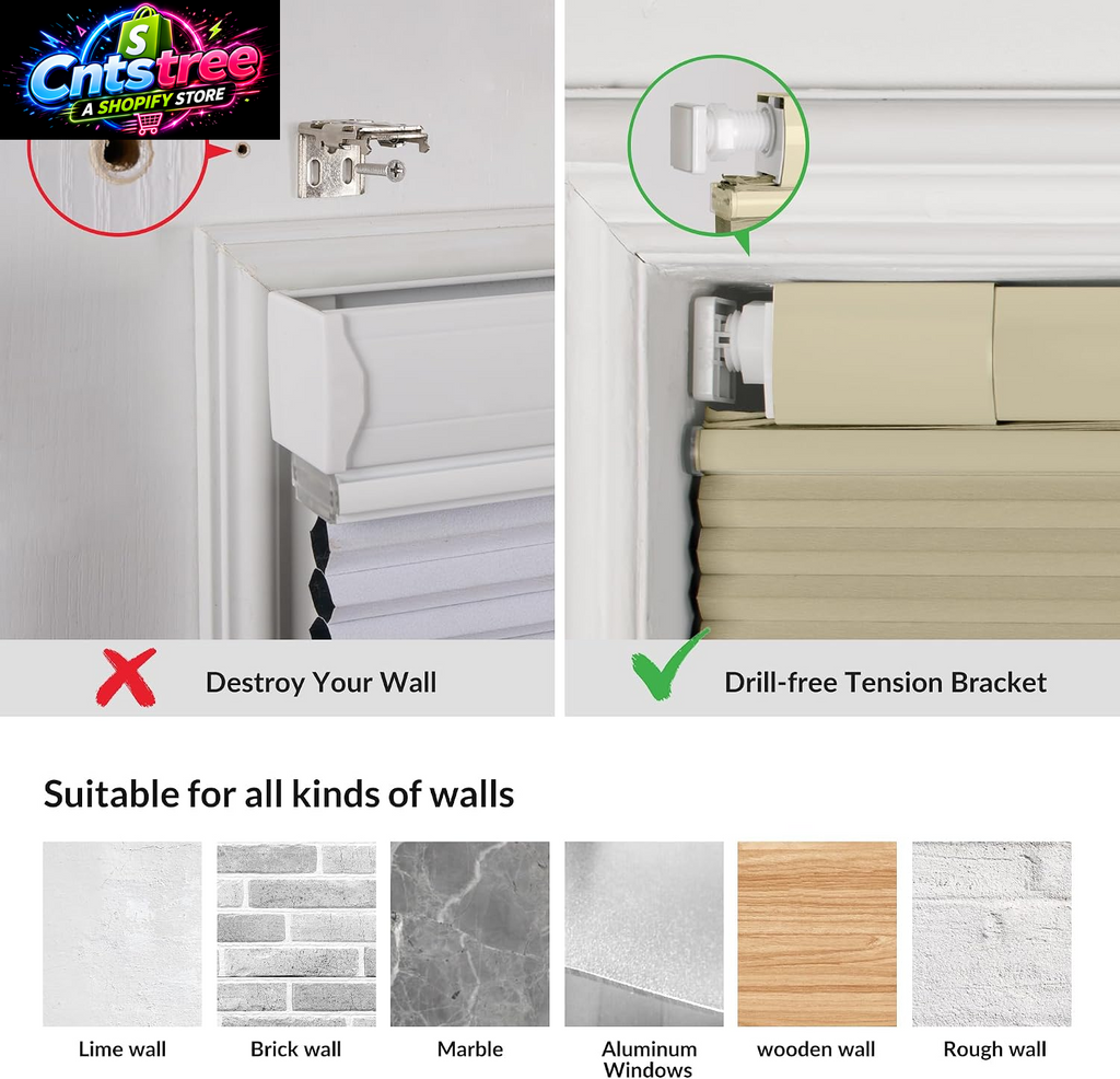 BERISSA Top down Bottom up Cordless Cellular Shades,No Drill Blinds 34"X48" | Beige Blackout TDBU Adjusts Light & Privacy. No-Drill Mount. Honeycomb Saves Energy, Insulates, Blocks Light & Cuts Noise.