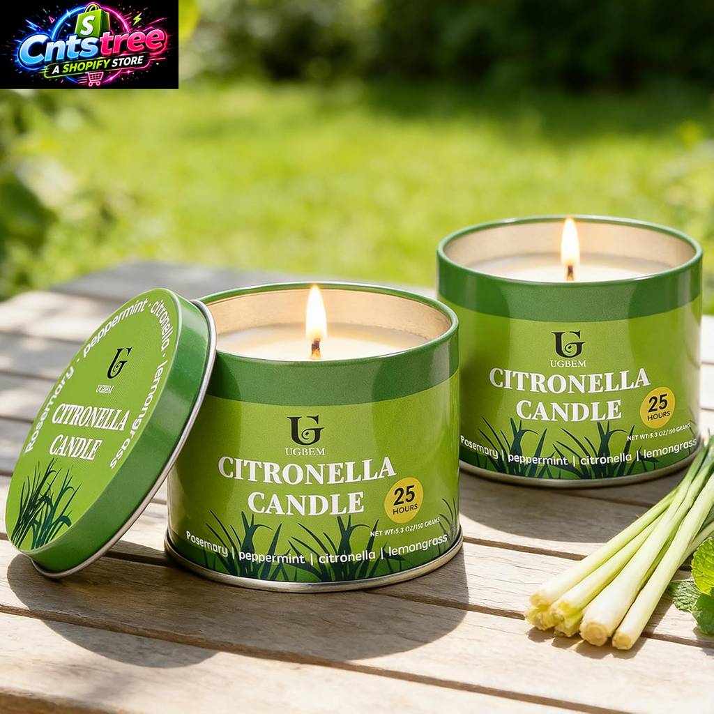 Citronella Candles Outdoor for Camping Patio, Essential Oil Candles for Yard and Outside, Natural Non-Toxic Soy Wax Candle for Backyard Travel Indoor Home Decor, Burns 26 Hours, 5.3Oz, 2 Pack