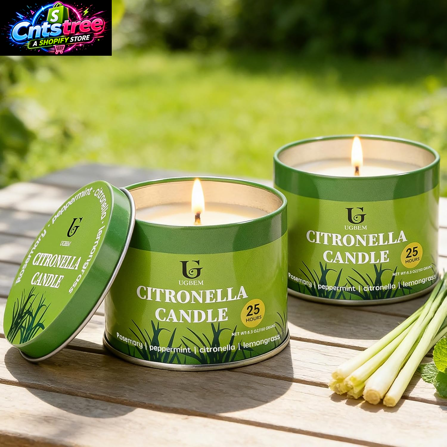 Citronella Candles Outdoor for Camping Patio, Essential Oil Candles for Yard and Outside, Natural Non-Toxic Soy Wax Candle for Backyard Travel Indoor Home Decor, Burns 26 Hours, 5.3Oz, 2 Pack