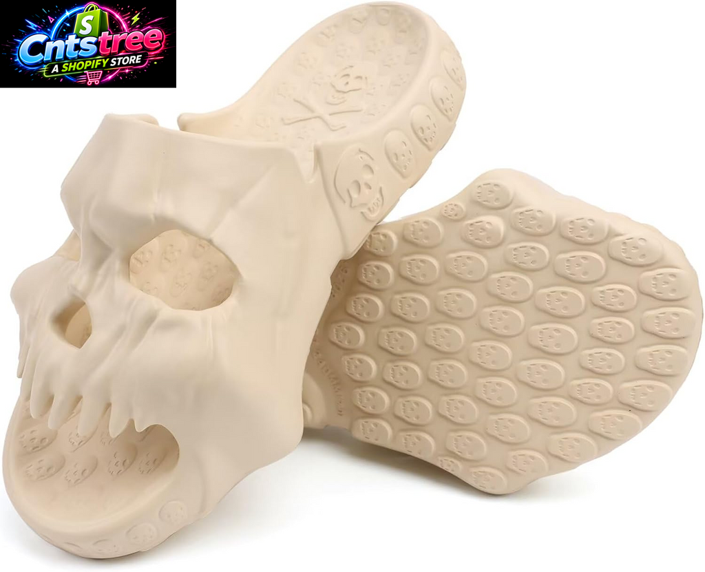 Skull Slides Sandals for Men Women,Non Slip Sport Cloud Cloudies Slides Slippers,Open Toe Slip on Comfy Beach Halloween Skull Slides Shower House Home Indoor Outdoor Thick Soft Shoes