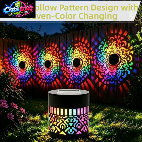 2 Pack Solar Mandala Lights Outdoor Wall, Seven-Color Changing Solar Mandala Projector Light, Waterproof Metal Fence Lights for Garden, Yard, Patio, Backyard Decor – Colorful Changing