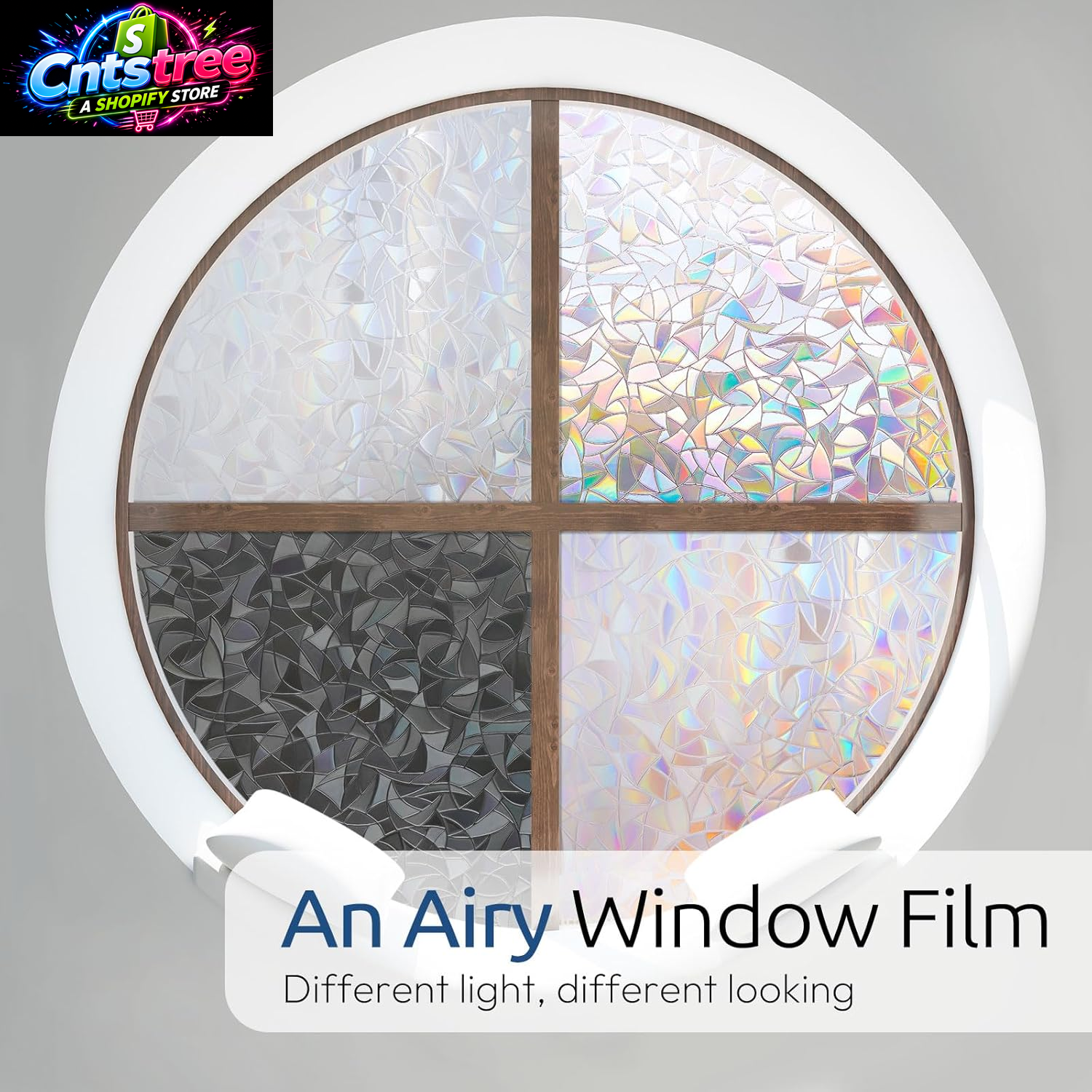 Rabbitgoo Window Privacy Film Rainbow Film Decorative Window Sticker, 3D Static Stained Glass Cling Tint for Home Heat Control Non-Adhesive, 17.5 X 78.7 Inches