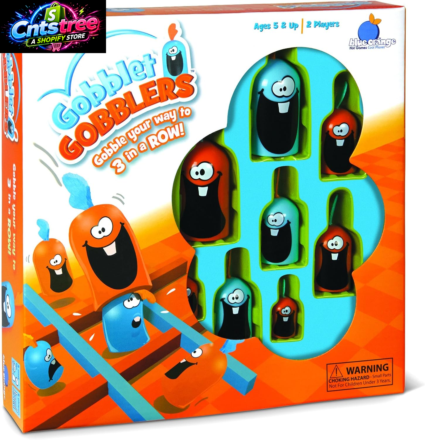 Blue Orange Gobblet Gobblers, Plastic - Tic Tac Toe Strategy Game for Kids, Families and Adults, Educational and Award Winning