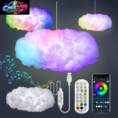 3D Big Cloud Lightning Light Kit Music Sync Warm White Multicolor Lightning Changing Strip Lights 360 Degree Wireless Remote APP NO DIY Coolest Decorations for Adults and Kids Indoor Home Bedroom