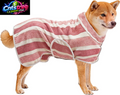 Fast Drying Dog Bathrobe, Super Absorbent Stripes Dogs Towel, Adjustable Warm Keeping Pet Puppy Bath Supplies (Red, M)