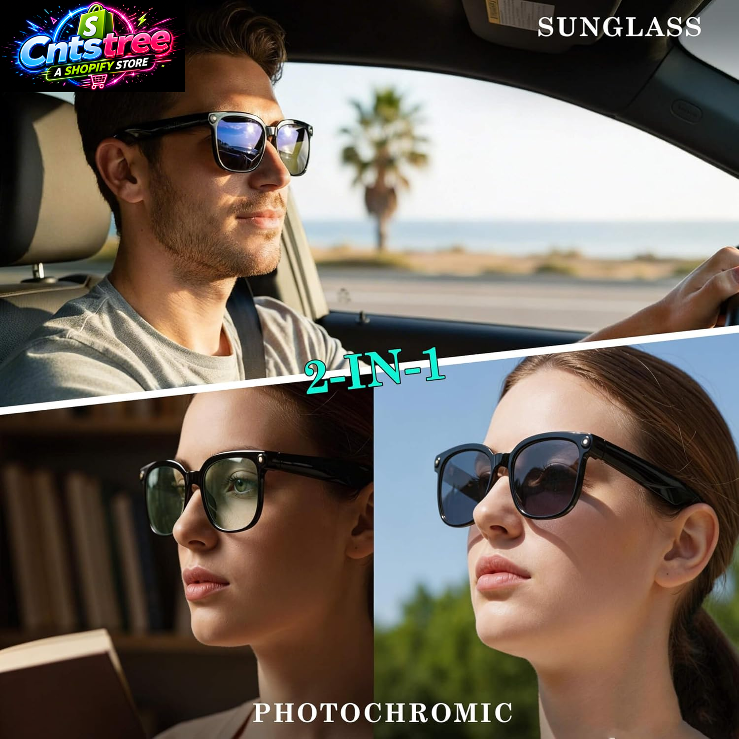 Earlysincere AI Smart Glasses with 4K Camera & Chatgpt, Photochromic Transition Lenses + Extra Blue Light, Real-Time Translator & Meeting Minutes, Voice Control Smart Wearable