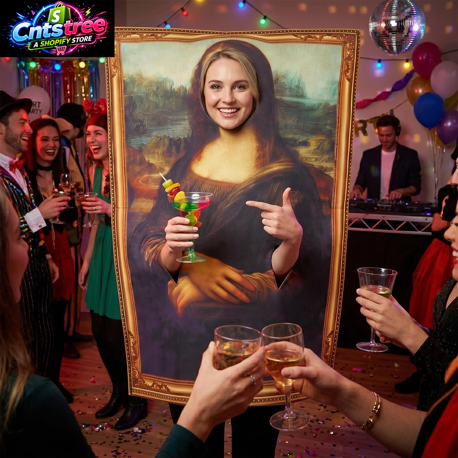 Famous Paintings Mona Lisa Costume Halloween Adult Men Women Funny Cerative Dress up One Size