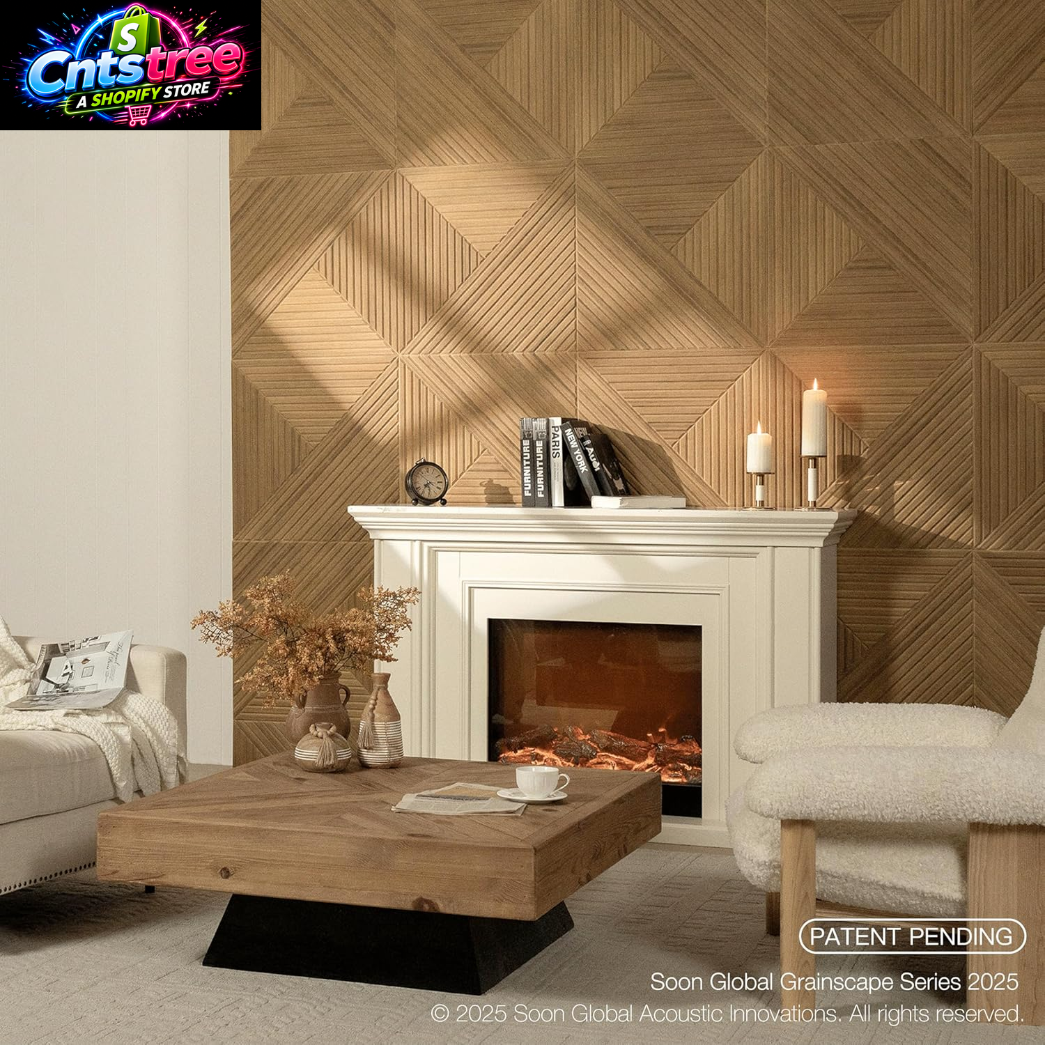 Soon Global Acoustical Wall Panels, 6-Piece 23.62 X 23.62 Inches Art Acoustic Panels, Decorative Acoustic Panels, Acoustic Wall Panels, Sound Absorbing Wall Art, Arcadian Vortex