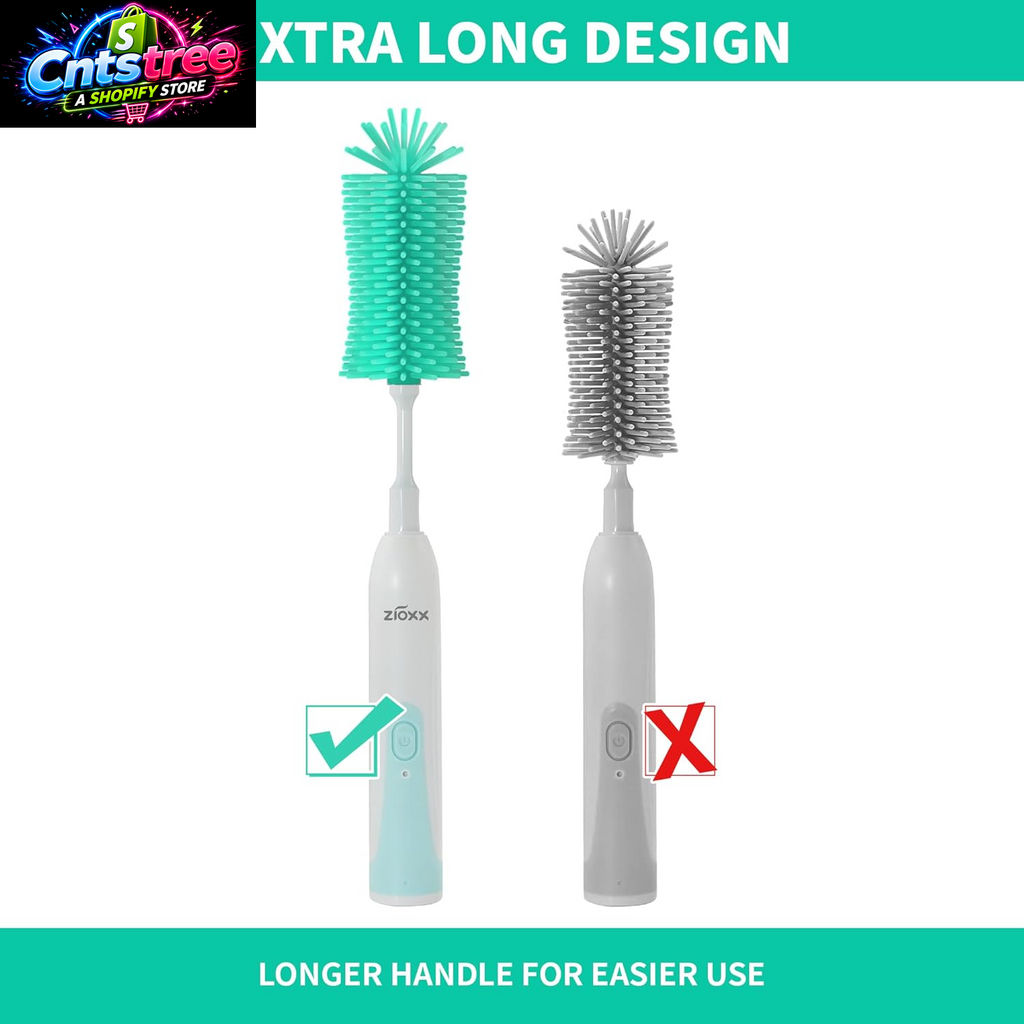 Electric Bottle Brush Cleaner, Portable Electric Baby Bottle Brush Cleaner for Travel, Rechargable Travel Bottle Cleaner Kit with Nipple & Straw Brush, Perfect Mom Essentials after Birth Gift, Green