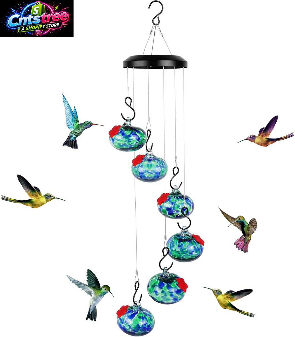 Headak Life Charming Wind Chimes Hummingbird Feeders for Outdoors Hanging Ant and Bee Proof,Never Leak,Perfect Garden Decor for Outside