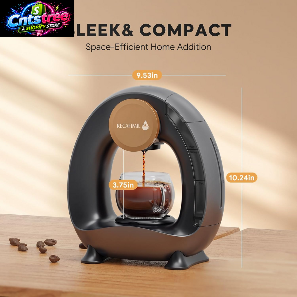 Single Serve Coffee Maker for K Cup Pod and Coffee Grounds /Tea, Fast Brew in 2 Minutes, 2 in 1 One Button Coffee Machine 4-8 Oz Brew Sizes, Stylish＆Compact for Home, Office, RV and Dorm, Black