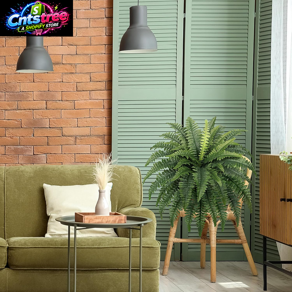 FOREST PRINCE 35" Fake Ferns Artificial Bush Plants for Outdoors, 2-Pack | Uv-Resistant, Large Artificial Boston Ferns, 39 Fronds Each, Zero Maintenance, Pet Friendly, Outdoors Home Décor