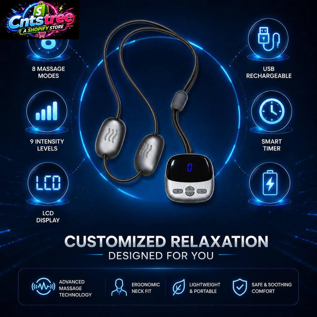 RECO Portable Neck Massager with Heat, Ultra-Light Pendant Smart Neck Massager for Relaxation, 4 Modes 9 Levels, Cordless Comfort Neck Relaxer for Office, Travel, Home - Gifts for Men/Women