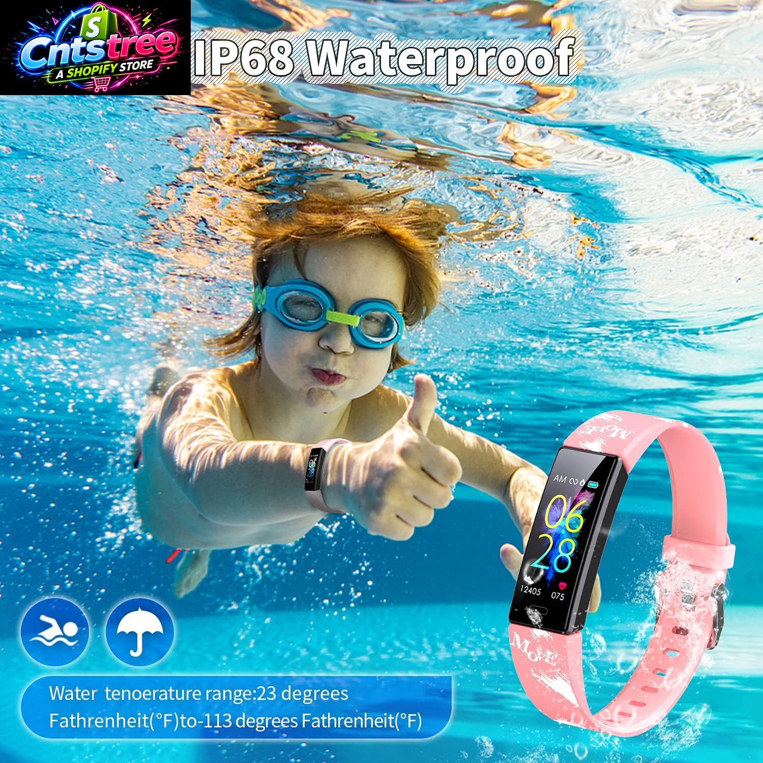 Kids Watch Fitness Tracker, Fitness Watches for Kids, Activity Tracker with Pedometers, Stopwatch, IP68 Waterproof, 11 Sport Modes Smart Watch for Kids Age 6-16 Years Old