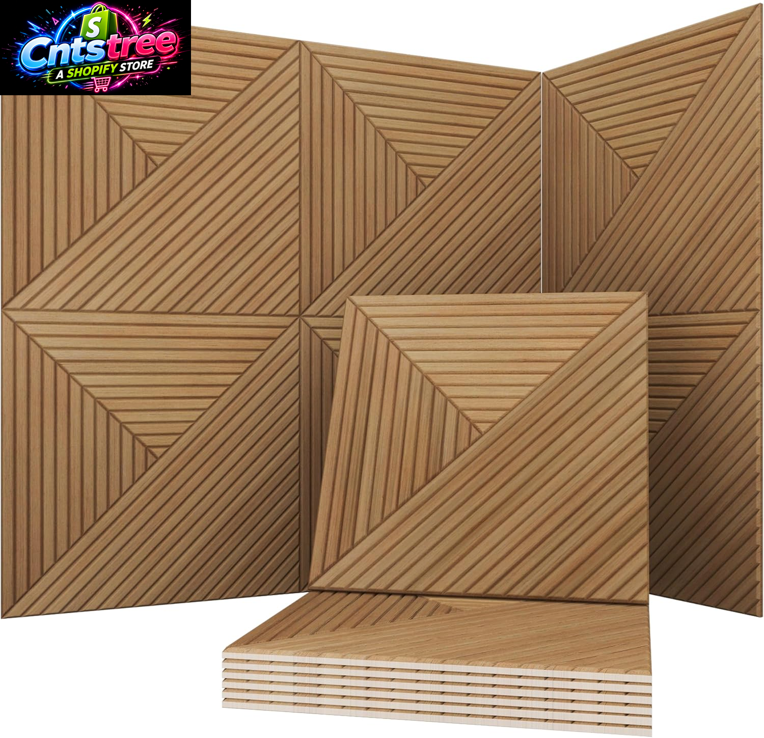 Soon Global Acoustical Wall Panels, 6-Piece 23.62 X 23.62 Inches Art Acoustic Panels, Decorative Acoustic Panels, Acoustic Wall Panels, Sound Absorbing Wall Art, Arcadian Vortex