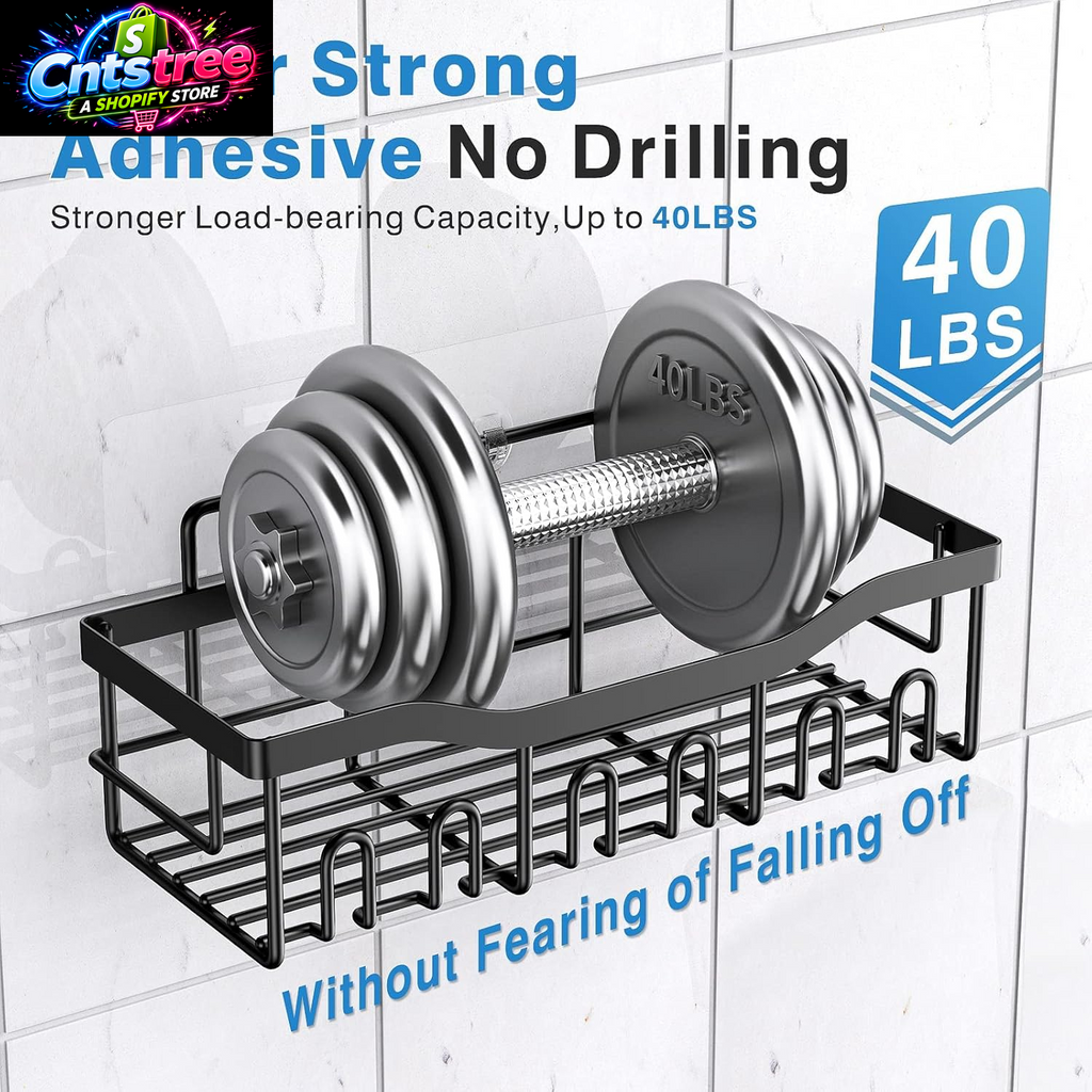 EUDELE Adhesive Shower Caddy, 5 Pack Rustproof Stainless Steel Bath Organizers with Large Capacity, No Drilling Shelves for Bathroom Storage & Home Decor