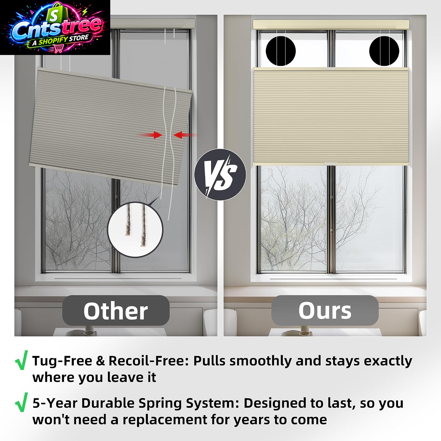 BERISSA Top down Bottom up Cordless Cellular Shades,No Drill Blinds 34"X48" | Beige Blackout TDBU Adjusts Light & Privacy. No-Drill Mount. Honeycomb Saves Energy, Insulates, Blocks Light & Cuts Noise.