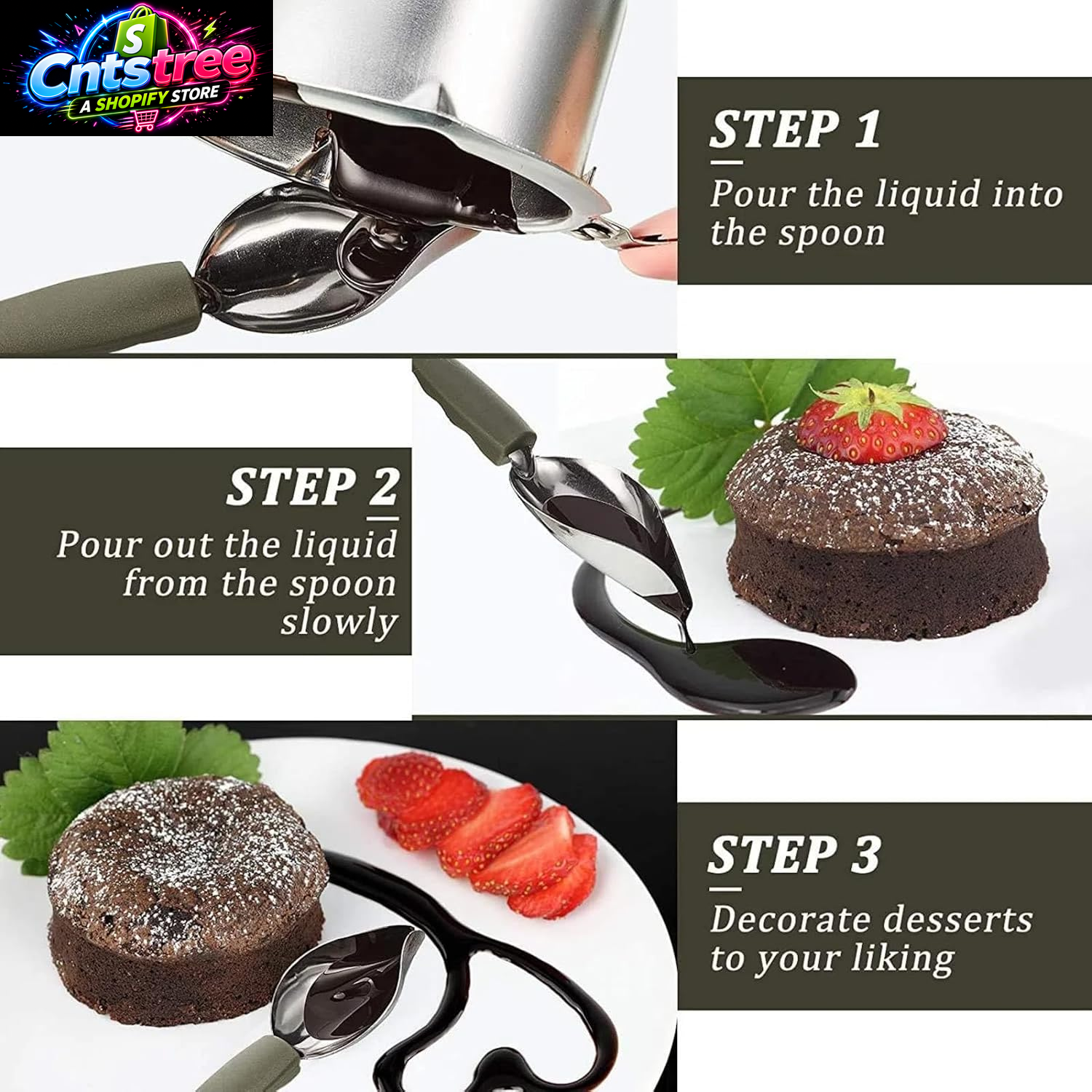 Professional Culinary Precision Drawing Decorating Spoon Set, 2Pcs Stainless Steel Chef Drizzle Spoons,Chocolate Filter Spoons,Plating Spoon for Decorative Plates, Cake, Coffee