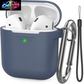 Ahastyle Upgrade Silicone Case Protective Cover | [Front LED Visible] Compatible with Apple Airpods 2 & 1 (Navy Blue)