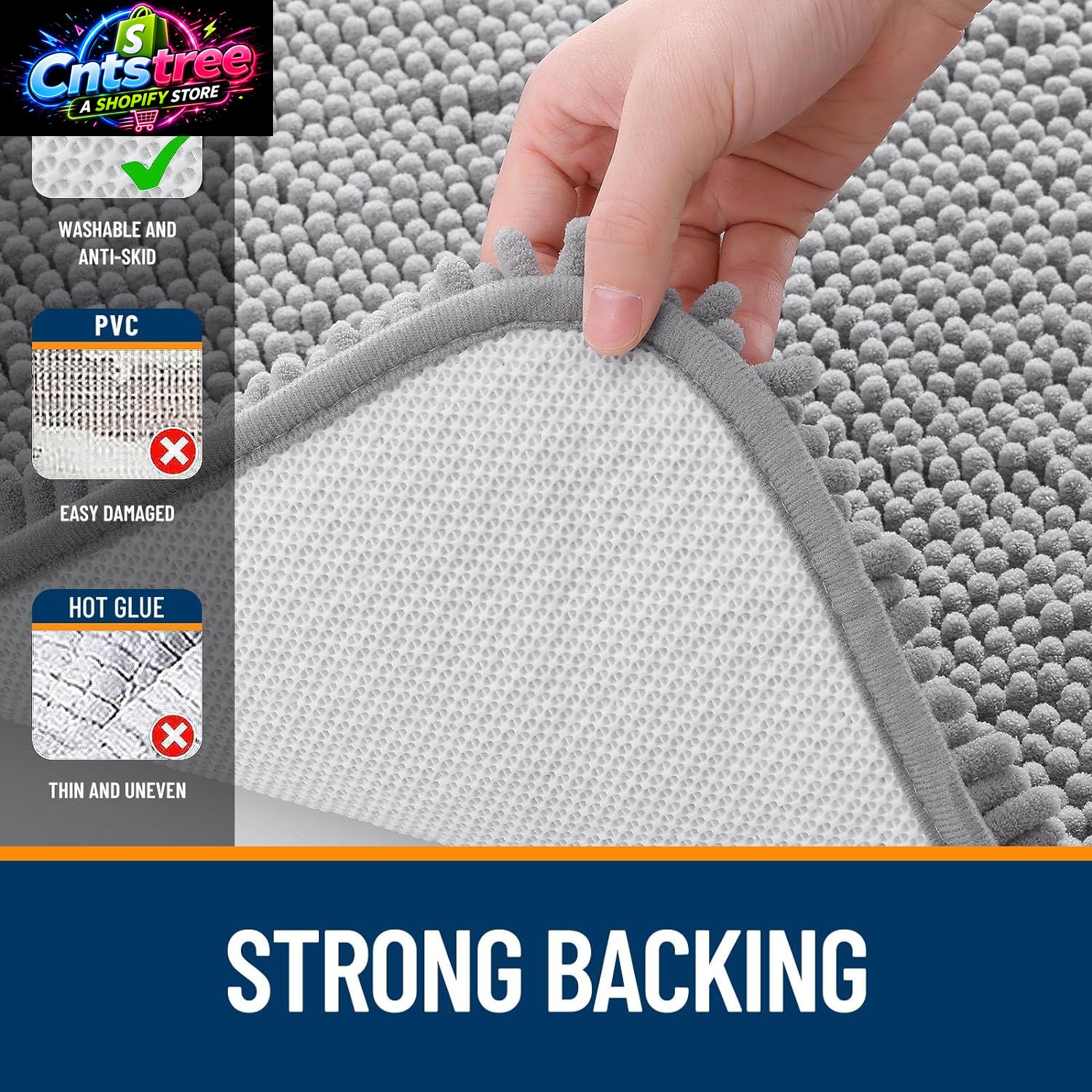 OLANLY Bathroom Rugs 30X20, Extra Soft Absorbent Chenille Bath Rugs, Rubber Backing Quick Dry, Machine Washable Bath Mats for Bathroom Floor, Tub and Shower, Home Decor Accessories, Grey