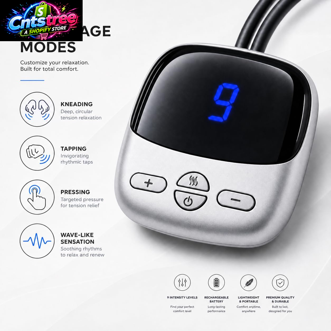 RECO Portable Neck Massager with Heat, Ultra-Light Pendant Smart Neck Massager for Relaxation, 4 Modes 9 Levels, Cordless Comfort Neck Relaxer for Office, Travel, Home - Gifts for Men/Women