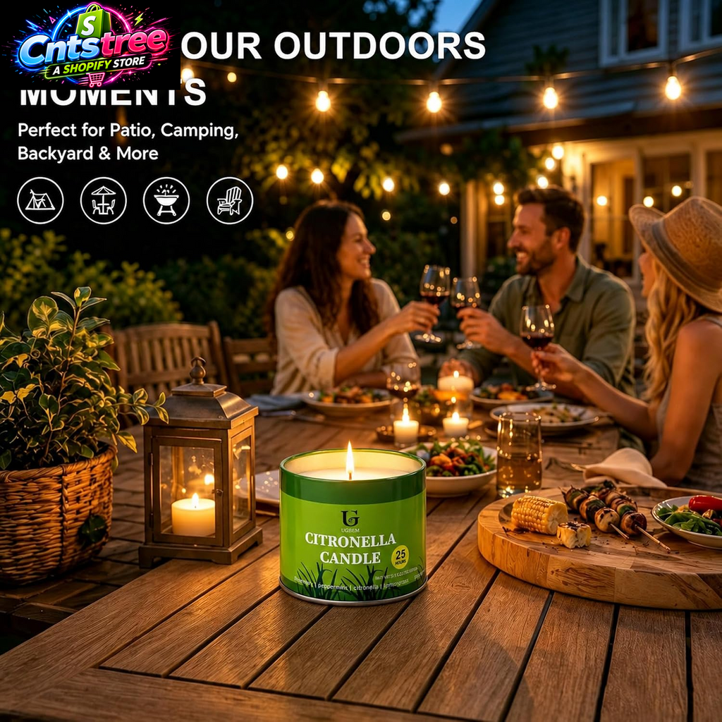 Citronella Candles Outdoor for Camping Patio, Essential Oil Candles for Yard and Outside, Natural Non-Toxic Soy Wax Candle for Backyard Travel Indoor Home Decor, Burns 26 Hours, 5.3Oz, 2 Pack