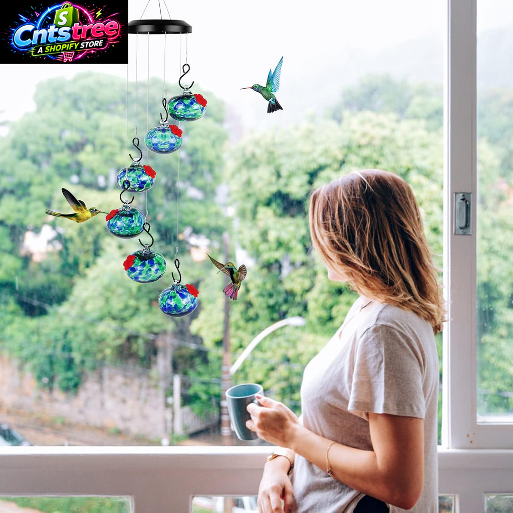 Headak Life Charming Wind Chimes Hummingbird Feeders for Outdoors Hanging Ant and Bee Proof,Never Leak,Perfect Garden Decor for Outside