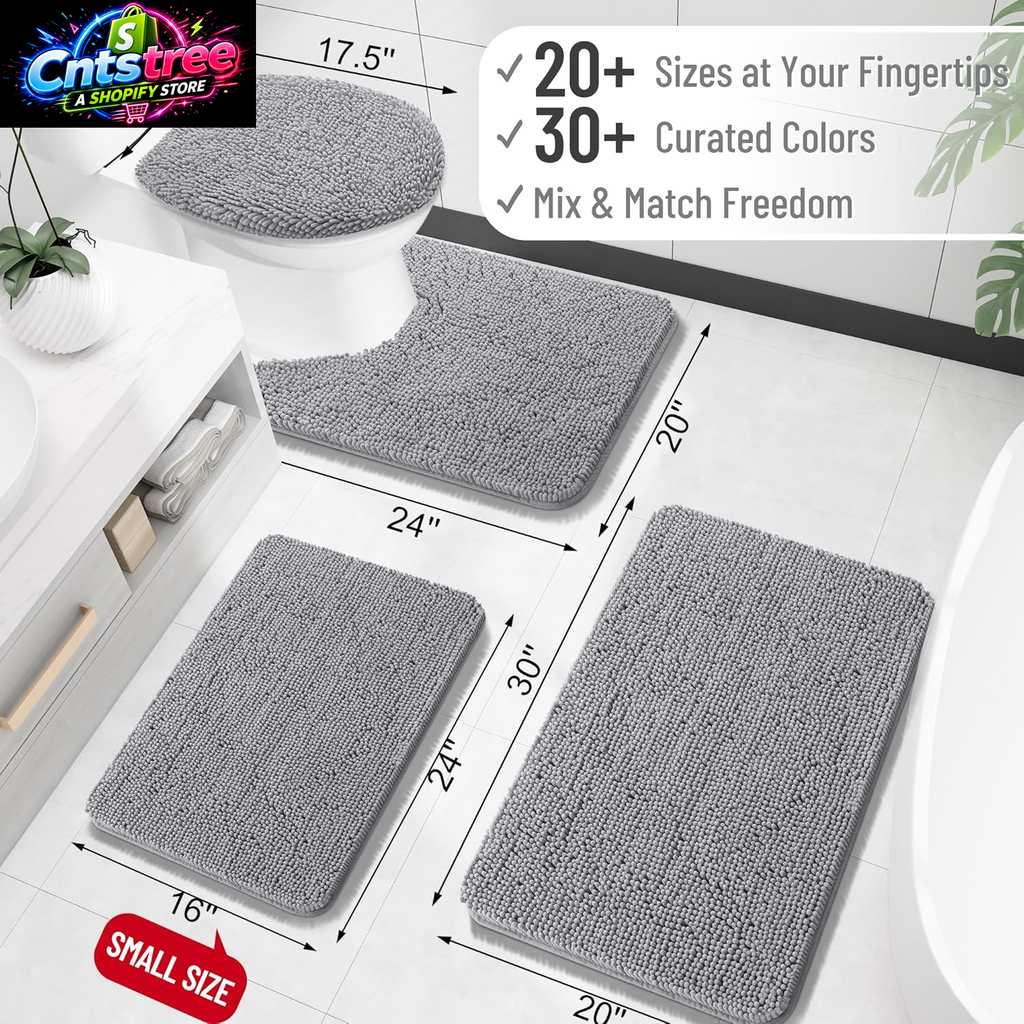 OLANLY Bathroom Rugs 30X20, Extra Soft Absorbent Chenille Bath Rugs, Rubber Backing Quick Dry, Machine Washable Bath Mats for Bathroom Floor, Tub and Shower, Home Decor Accessories, Grey