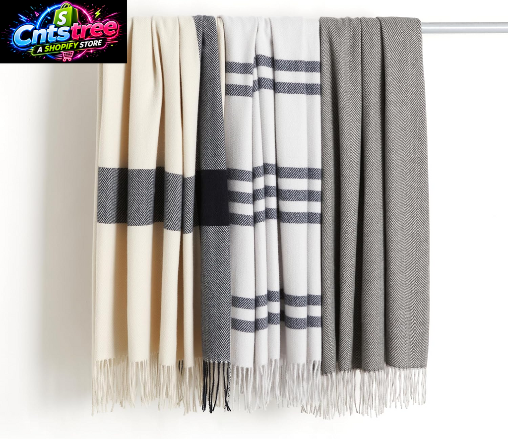 Amazon Basics Room Decor Throw Blanket, Lightweight and Cozy Polyester, 50"X 60", Ivory with Blue Cross-Check Pattern, Thin
