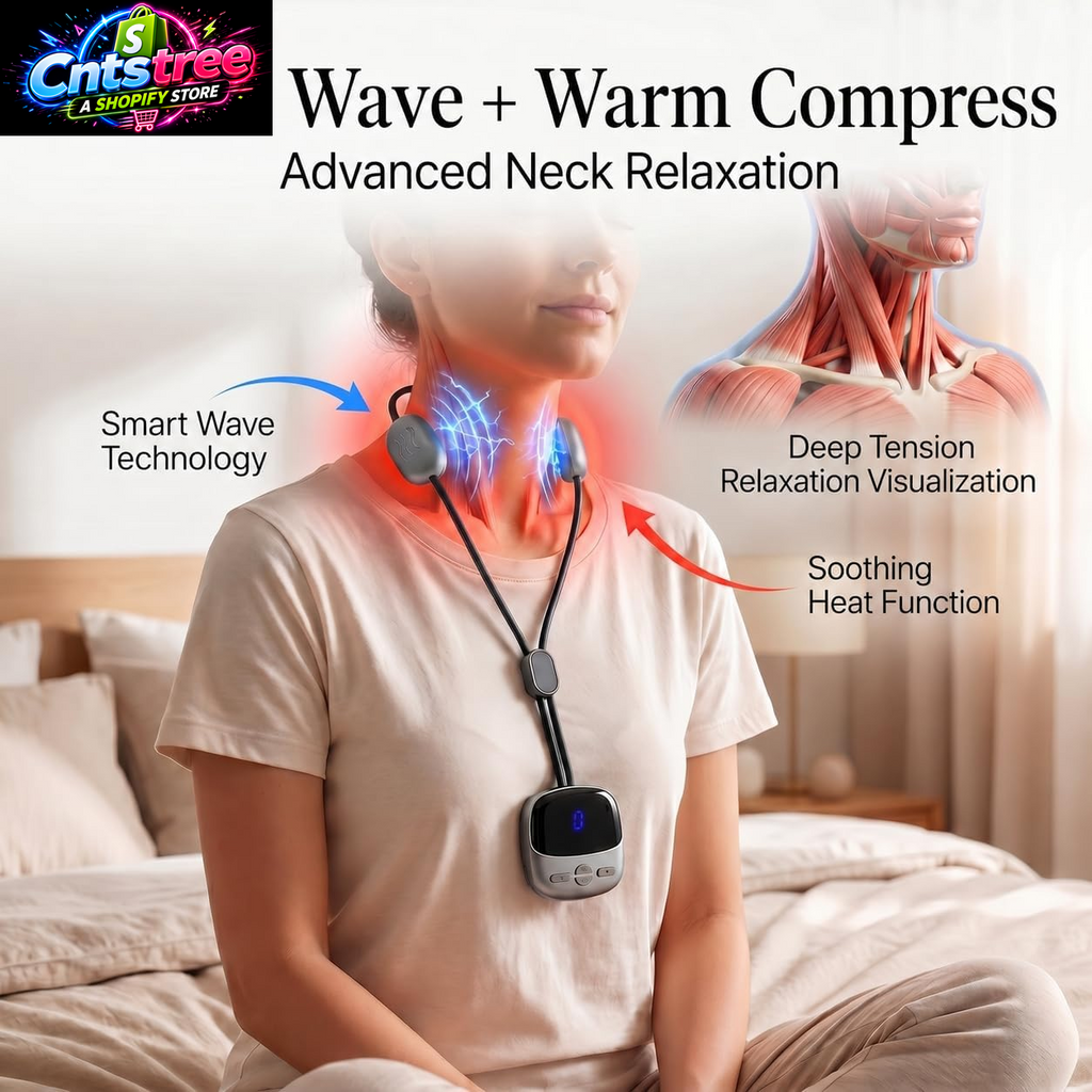 RECO Portable Neck Massager with Heat, Ultra-Light Pendant Smart Neck Massager for Relaxation, 4 Modes 9 Levels, Cordless Comfort Neck Relaxer for Office, Travel, Home - Gifts for Men/Women