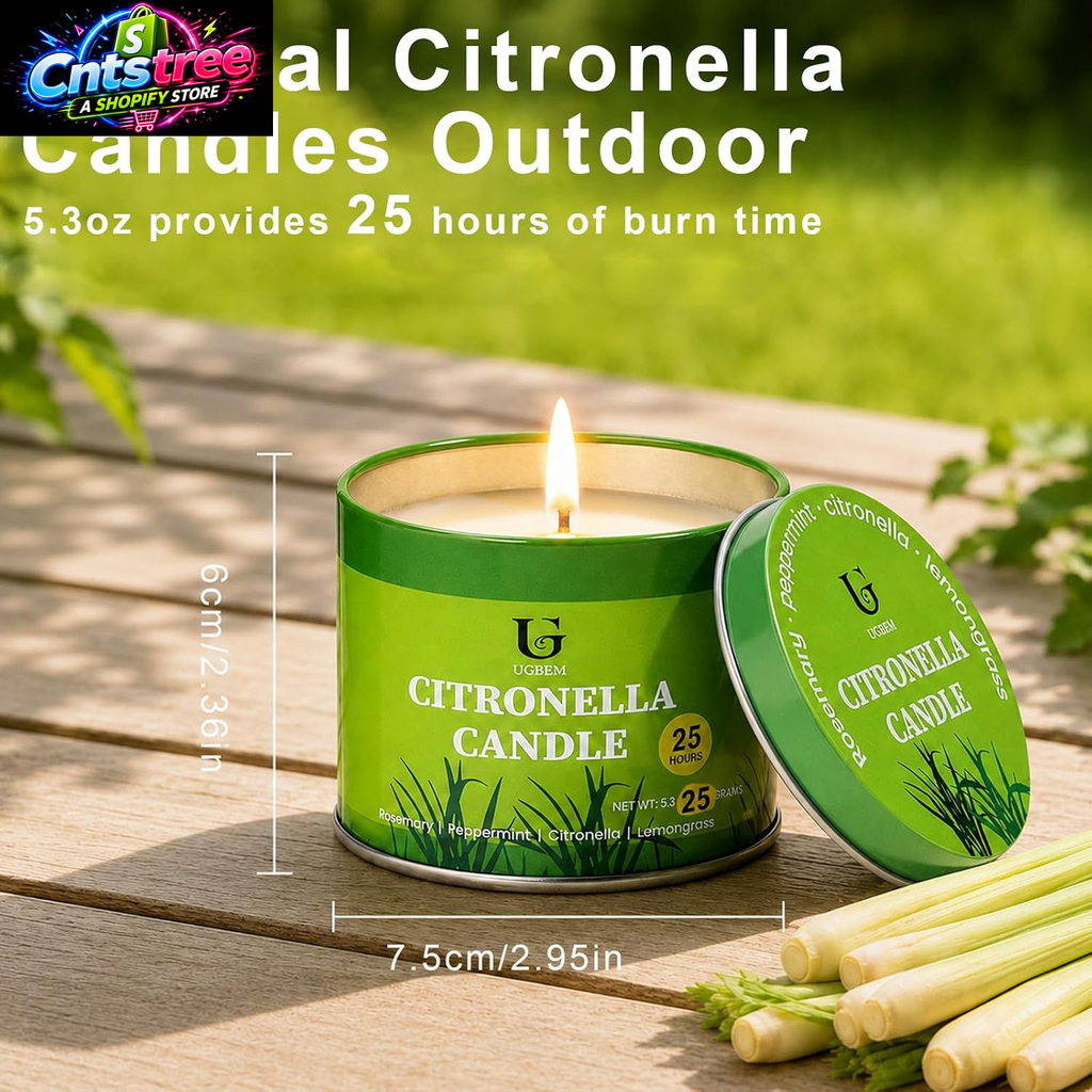 Citronella Candles Outdoor for Camping Patio, Essential Oil Candles for Yard and Outside, Natural Non-Toxic Soy Wax Candle for Backyard Travel Indoor Home Decor, Burns 26 Hours, 5.3Oz, 2 Pack