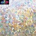 Rabbitgoo Window Privacy Film Rainbow Film Decorative Window Sticker, 3D Static Stained Glass Cling Tint for Home Heat Control Non-Adhesive, 17.5 X 78.7 Inches