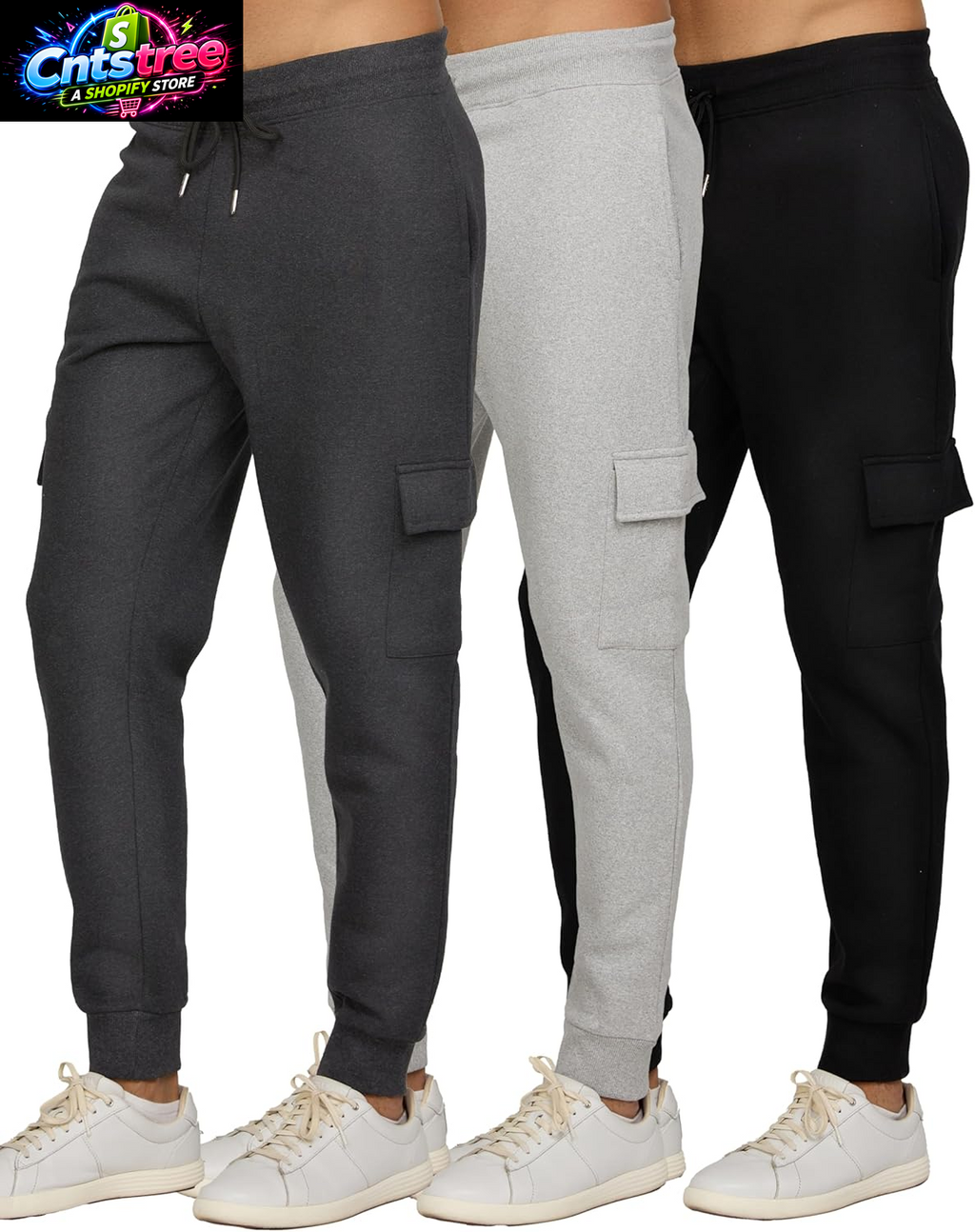 PURE CHAMP Mens Sweatpants 3 Pack Fleece Active Athletic Workout Jogger Sweatpants for Men with Zipper Pocket Size S-3XL